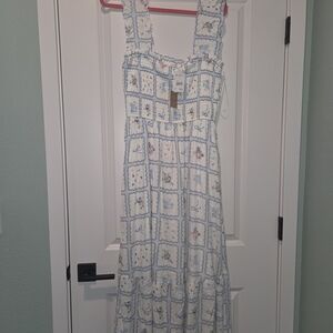 Blu Pepper White and Blue Patchwork Maxi Dress